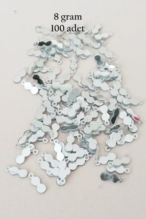 Tedar Oya Abiye Bileklik Kolye Pleksi Metalik Plastik Pul Gümüş Renk 8 gram 100 adet - BNC508 Najmaddin