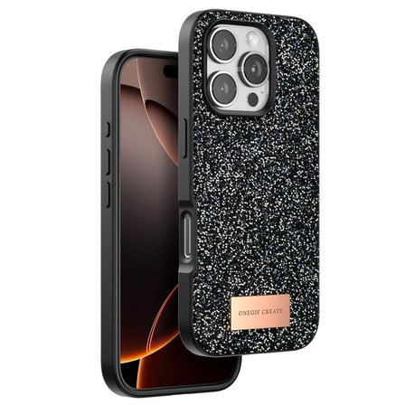 MEPA Najmaddin Onegif  İphone 16 Pro Max Bright Simli Kapak - Siyah Najmaddin