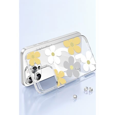 Bez iPhone 14 Pro Max Floral Magsafe Kapak - Beyaz Najmaddin