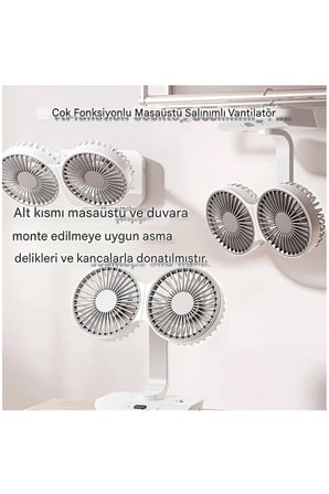 MEPA Najmaddin Masaüstü Dijital Ekranlı Çift Fanlı Led Işıklı Soğutucu Fan Ev Ofis Şarjlı Vantilatör Najmaddin