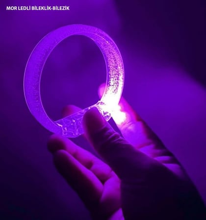 Ticaret Mor Led Işıklı Baskı Yapılabilen Pilli Bileklik Bilezik 1,5 cm Genişlik Najmaddin