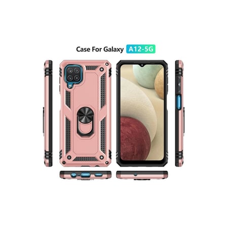 Tedar Samsung Galaxy A22 Kılıf Sofya Yüzüklü Silikon Kapak - Rose Najmaddin