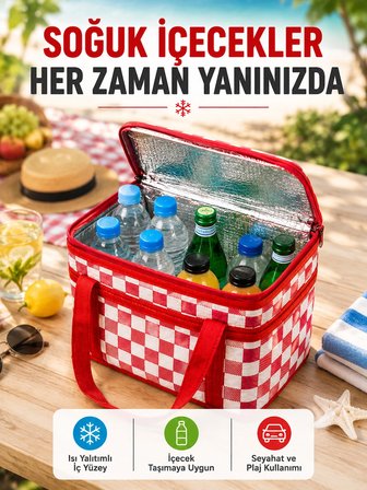 Mey Mey İthalat Alüminyum Folyo İç Yüzeyli Termos Çanta Kamp Plaj Market ve Piknik Çantası Najmaddin
