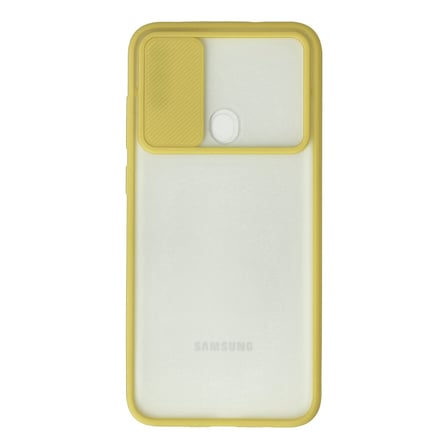 Bez Galaxy A11 Kılıf Palm Buzlu Kamera Sürgülü Silikon - Sarı Najmaddin