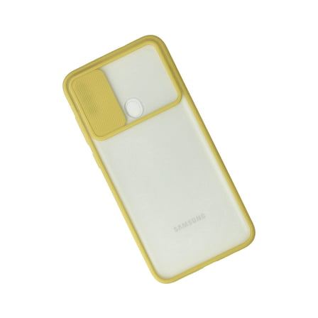 Bez Galaxy A11 Kılıf Palm Buzlu Kamera Sürgülü Silikon - Sarı Najmaddin