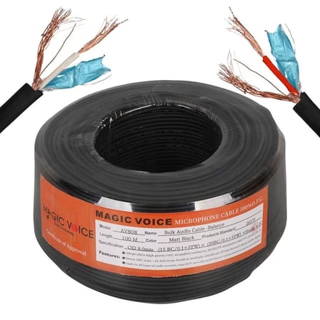 Sh Magicvoice Av808 0.20mm Kesit Bitişik Ve Blendajlı İkili 100 Metre Kalın Walkman Mikrofon Ses Kablosu (od:8.0mm) Najmaddin