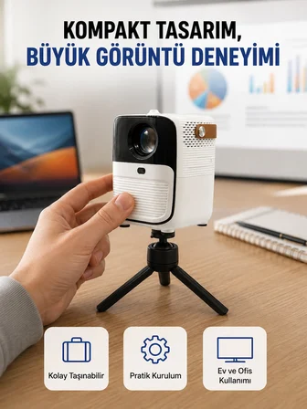 Mey Mey İthalat Android Sistemli Mini Projektör – Uygulama Destekli Akıllı Kullanım Yeni Nesil Najmaddin