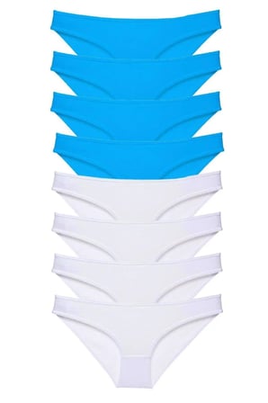 Tedar 8 adet Süper Eko Set Likralı Kadın Slip Külot Beyaz ve Mavi Najmaddin