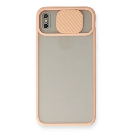 Bez iPhone X Kılıf Palm Buzlu Kamera Sürgülü Silikon - Pembe Najmaddin