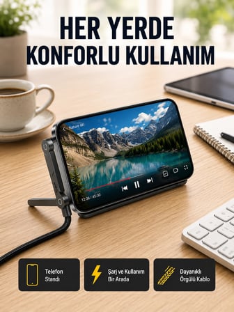 Karg 240w Type-c To Type-c Katlanabilir Standlı Hızlı Şarj Kablosu Najmaddin