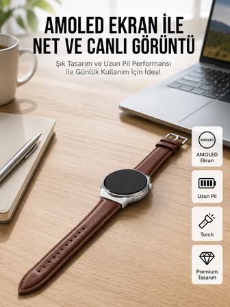 Mey Mey İthalat Torch Özellikli AMOLED Ekranlı Akıllı Saat Uzun Pil Yeni Nesil Najmaddin