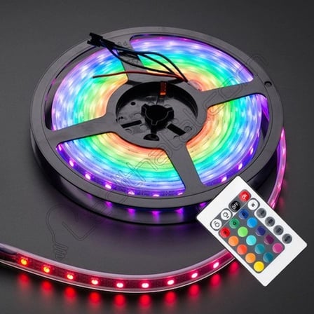 Mey Mey İthalat Rgb Şerit 5 Metre 16 Renkli Kumandalı Adaptörlü Çift Taraflı Bant Najmaddin