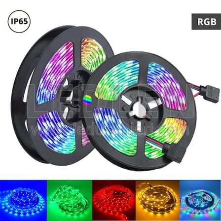 Mey Mey İthalat Rgb Şerit 5 Metre 16 Renkli Kumandalı Adaptörlü Çift Taraflı Bant Najmaddin