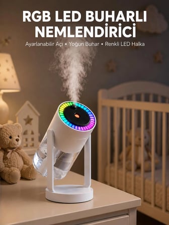 Mey Mey İthalat Ultrasonik Hava Nemlendirici Renkli Işık ve Manuel Püskürtme Ayarı Yeni Nesil Najmaddin