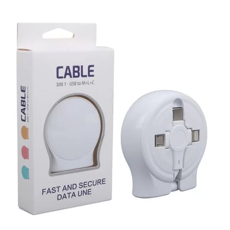 Sh Powermaster Pm-27143 1 Metre Makaralı 3ın1 Şarj Kablosu (lightning - Type-c - Micro Usb) Najmaddin