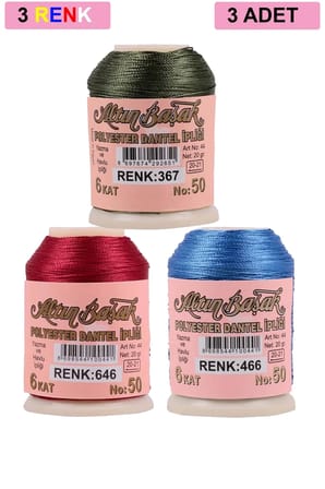 Tedar 3 Adet Altınbaşak Oya ve Dantel İpi 20 gr - Royaleks - No: 646 - 466 - 367 Najmaddin