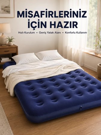 Hepsi Çok Amaçlı Şişme Hava Yatağı Çift Kişilik Hızlı Şişirme Vanalı Najmaddin