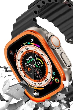 Sh Newface Apple Watch Ultra 49mm Alüminyum Kasa Cam Ekran Koruyucu - Turuncu Najmaddin