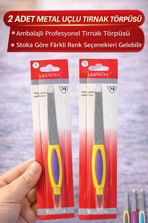 Bez 2 Adet Metal Uçlu Tırnak Törpüsü Blister Ambalajlı Profesyonel Manikür Törpüsü Najmaddin