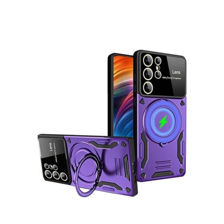 Bez Galaxy S24 Ultra Kılıf Joy Lens Standlı Kapak - Mor Najmaddin