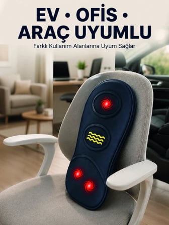 Karg Isıtmalı Bel Masaj Minderi Ev Ofis Araç Uyumlu Titreşimli Destek Najmaddin