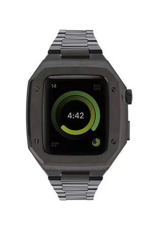 Mark Newface Apple Watch 44mm Metal Petek Kasalı Kordon - Siyah Najmaddin