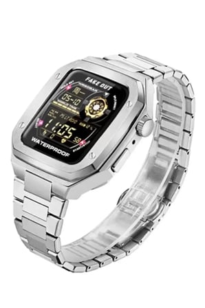 Mark Newface Apple Watch 44mm Metal Petek Kasalı Kordon - Siyah Najmaddin