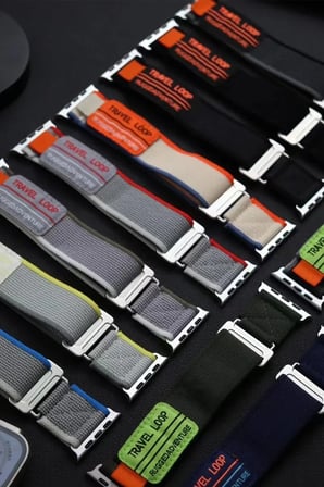 Mark Newface Apple Watch 42mm Alice Kumaş Kordon - Siyah-Gri Najmaddin