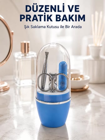 Hepsi Mavi Tırnak Bakım Seti Çok Amaçlı Manikür Pedikür Kiti Najmaddin