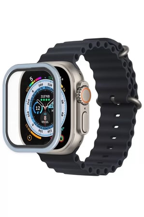 Sh Newface Apple Watch Ultra 49mm Alüminyum Kasa Cam Ekran Koruyucu - Mavi Najmaddin