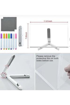 Tedar 12 Inc Led Işıklı Çizim Tahtası Ayarlanabilir Stant Ve Kalemleri İle Najmaddin