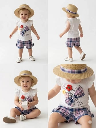 Baby 9/24 Ay Hasır Şapkalı Nakışlı Şortlu Bebek Takımı Najmaddin