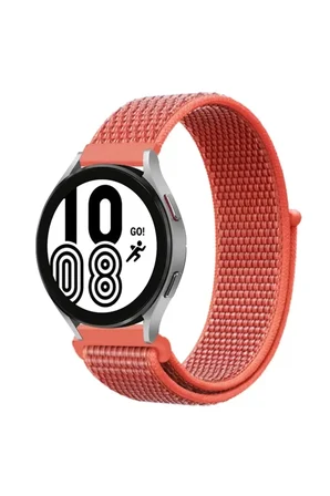 Sh Newface Samsung Galaxy Watch 4 Hasırlı Cırtcırtlı Kordon - Turuncu Najmaddin
