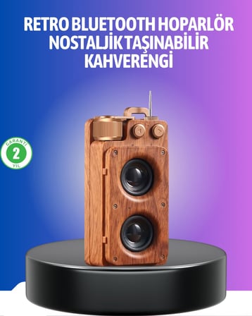 Hepsi Vintage Tasarımlı Bluetooth Hoparlör Uzun Pil Ömürlü ve FM Destekli Najmaddin
