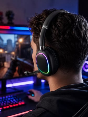 Hepsi Kablosuz Bluetooth 5.0 Kulaklık RGB Işıklı Tasarım Najmaddin