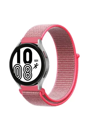 Sh Newface Samsung Galaxy Watch 4 Hasırlı Cırtcırtlı Kordon - Pembe Najmaddin