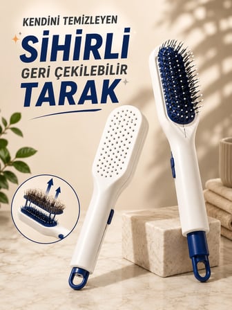 Mey Mey İthalat KENDİNİ TEMİZLEYEN SİHİRLİ GERİ ÇEKİLEBİLİR TARAK Najmaddin
