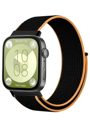 Mark Newface Huawei Fit 4 Hasırlı Cırtcırtlı Kordon - Siyah-Turuncu Najmaddin