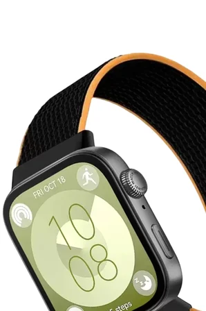 Mark Newface Huawei Fit 4 Hasırlı Cırtcırtlı Kordon - Siyah-Turuncu Najmaddin