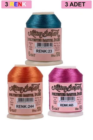 Tedar 3 Adet Altınbaşak Oya ve Dantel İpi 20 gr - Royaleks - No: 244 - 465 - 023 Najmaddin