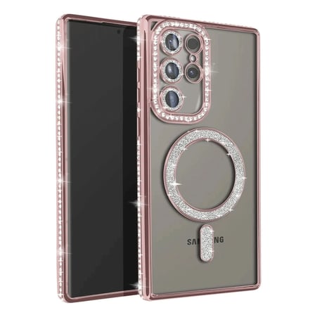 Mey Mey İthalat  Samsung Galaxy S23 Ultra Joke Simli Magneticsafe Kılıf - Pembe Najmaddin