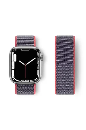 Sh Newface Apple Watch 42mm Hasırlı Cırtcırtlı Kordon - Pembe Najmaddin