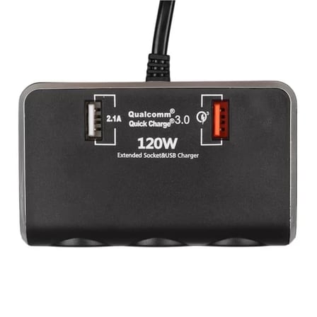 Sh Olesson 1639 12-24v 3lü Çift Usbli 120w 80cm Kablolu Dijital Ekranlı Araç Çakmak Çoklayıcı Najmaddin