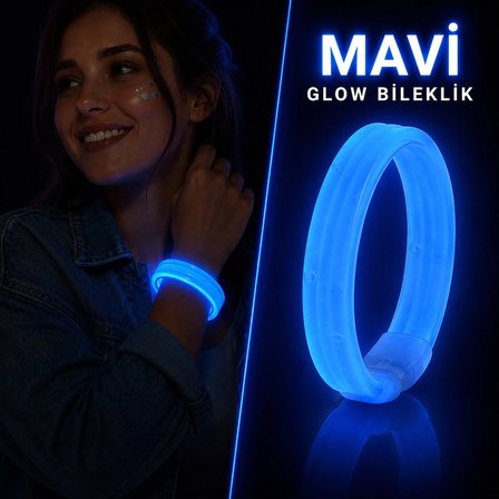 Mey Mey İthalat Mavi Kalın Glow Bileklik – Kırılarak Yanan Parti ve Festival Bilekliği Najmaddin