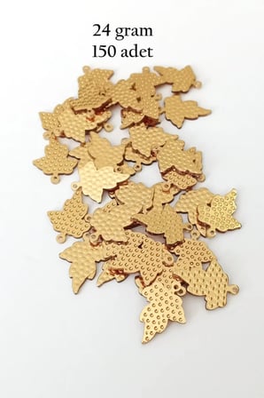 Tedar Oya Abiye Bileklik Kolye Pleksi Metalik Plastik Pul Altın Renk 24 gram 150 adet - BNC549 Najmaddin