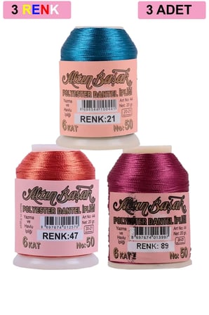 Tedar 3 Adet Altınbaşak Oya ve Dantel İpi 20 gr - Royaleks - No: 047 - 089 - 021 Najmaddin