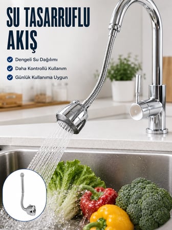 Karg Ayarlanabilir Musluk Başlığı Esnek Spiral Hortumlu Lavabo Uzatma Aparatı Najmaddin