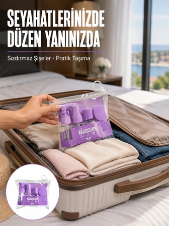 Karg 5 Parça Seyahat Kişisel Bakım Seti Şişe Sprey Krem Kutulu Yeni Nesil Najmaddin