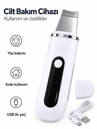 Karg Koruyucu Kapak Ve Usb Kablolu Beyaz Metal Spatula Cilt Bakım Seti Najmaddin