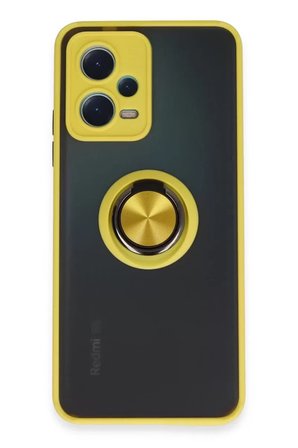 Sh Newface Xiaomi Redmi Note 12 5g Kılıf Montreal Yüzüklü Silikon Kapak - Sarı Najmaddin